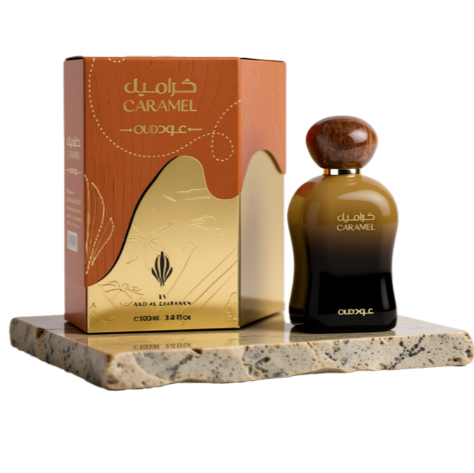 عطر کارامل عود از برند ارض الزعفران حجم 100 میل مردانه و زنانه