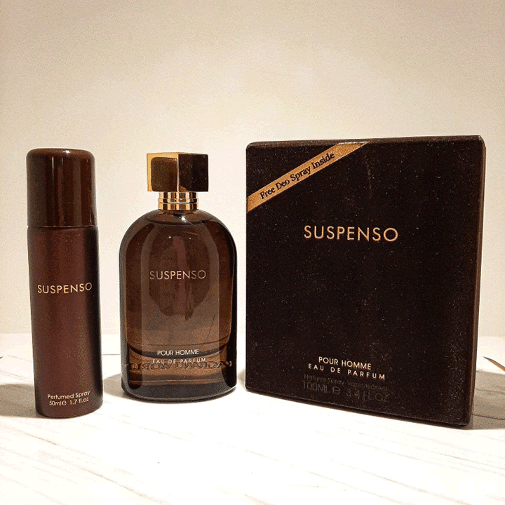 عطر ادکلن سوسپنسو فراگرنس ورد (Suspenso Fragrance World) همراه با اسپری