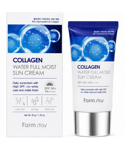 کرم ضد آفتاب بدون رنگ فارم استی SPF 50 مدل Collagen Water مناسب برای انواع پوست وزن 50 گرم