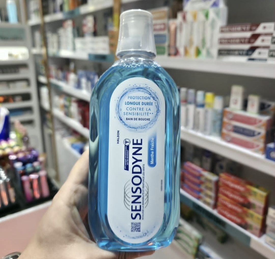 دهانشویه سنسوداین ضدحساسیت دندان و تقویت کننده لثه مدل menthe fraiche اصلی حجم 500 میل
