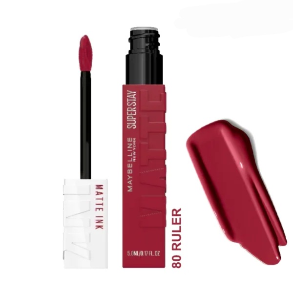 رژ لب مایع مات میبلین سوپر استی مدل MATTE INK شماره 80 رنگ RULER